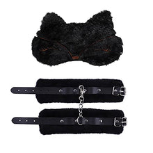 Load image into Gallery viewer, Jugaoge Adult Toys Fluffy Wrist Leather Hand Cuffs Role Play Set Accessories Adjustable Straps Wristband Bracelet Black One Size
