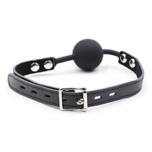 Load image into Gallery viewer, Male and Female Game Auxiliary Props Rubber Toy Ball Solid Soft Ball with Lock Open Mouth Toy (Black Cowhide - Lock)
