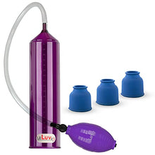 Load image into Gallery viewer, 2.25&quot;x9&quot; EasyOp Good Bgrip Purple Ball Grip with Clear Graduated Cylinder/Clear Collapse-Resistant Hose Penis Pump with 3 Silicone Small Sleeves
