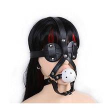 Load image into Gallery viewer, FHBWQY Leather Mouth Plug Hollow White Sexy Mouth Clip Blindfold Headgear Adult Sm Bondage Supplies
