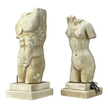 Load image into Gallery viewer, Set Nude Female &amp; Male Body Torso Greek Statue Sculpture Erotic Art Cast Stone
