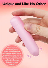 Load image into Gallery viewer, Small Bullet Vibrator for Women: Waterproof Mini Clit Vibrator with 10 Modes, Full Silicone Vibrating Finger Massager for G Spot Nipple, Female Rechargeable Lipstick Vibe Sex Toy (Tea Rose)
