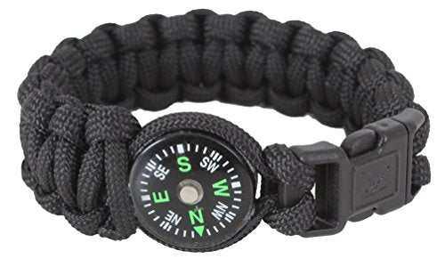 Rothco Paracord/Compass Bracelet, Black, 9''