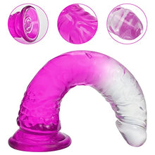 Load image into Gallery viewer, Realistic Dildos Penis with Suction Cup Base for Hands-Free Play, TPE Material Flexible Dildo for Female Vaginal G-spot Stimulator &amp; Anal Play Adult Sex Toy (Translucent Semi Purple)
