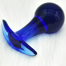 Load image into Gallery viewer, MEBAULT Glass Anal Plug Butt Plug with Curved Based for Comfortable Long Term Wear Blue Prostate Massager Sex Toy with Long Stem for Men Women Masturbation
