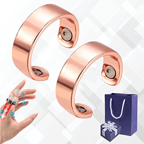 Healthgo Blood Pressure Regulator Ring, Blood Sugar Control Ring, Blood Glucose Control Ring, Lymphatic Drainage Therapeutic Magnetic Rings for Women Men (2pcs Rose Gold)