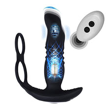 Load image into Gallery viewer, Prostate Massager, Anal Vibrator, Remote Control Thrusting Vibrator 7 Thrusting &amp; Vibrating Modes with Cock Penis Ring Sex Toys Rechargeable Butt Plug G Spot Vibrator for Men Couples, Black
