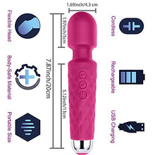 Load image into Gallery viewer, Cordless Wand Massager 10 Powerful Speeds 20 Modes, Handheld Personal Body Back Neck Shoulder Massager Rechargeable Waterproof
