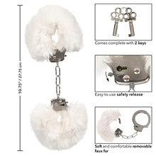 Load image into Gallery viewer, CalExotics Ultra Fluffy Furry Cuffs Handcuff Sex Key Holster Adults Law Enforcement Role Play BDSM Restraining - White - SE-2651-50-3
