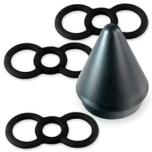 Load image into Gallery viewer, LeLuv Loop Handle Tension Rings Eyro Slippery Black Silicone Bundle with Easyop 2.25 inch Loader Cone .6 inch Unstretched Diameter 3 Pack
