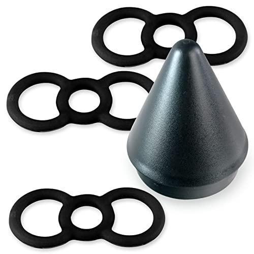 LeLuv Loop Handle Tension Rings Eyro Slippery Black Silicone Bundle with Easyop 2.25 inch Loader Cone .6 inch Unstretched Diameter 3 Pack