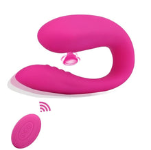 Load image into Gallery viewer, Couple Vibrator, Remote Control Clitoral and G-Spot Stimulator, Rechargeable Wearable Vibrator with 10 Powerful Vibration and Suction, Adult Sex Toy for Sexual Fun (Rose Red)
