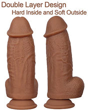 Load image into Gallery viewer, Double Layer Realistic Dildo Silicone Material No Any Smell Huge Penis Big Dick Large Cock Dong Strong Suction Cup 2 Balls G-spot Adult Sex Toys (8.3 Inch)
