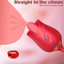 Load image into Gallery viewer, Rose Sex Toy Vibrator for Women 3 in 1 Clitoral Stimulator Tongue Licking Thrusting Vibrator with 10 Modes, Rose Adult Sex Toys Games,Clitoris Nipple Licker for Women Man Couple (RED2)
