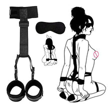 Load image into Gallery viewer, Sex Blindfold for Adult Couple Adjustable Bed Restraints Adult Bondage Set Back Restraining Neck to Wrist Sex Bondage Set with Eye Mask Women Submissive Kit
