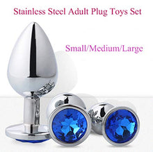 Load image into Gallery viewer, 3 Pcs 3 Size Stainless Steel Diamond Jeweled Toys - Adult Plug Toys Set - Anal Trainer Toys (Light Blue)
