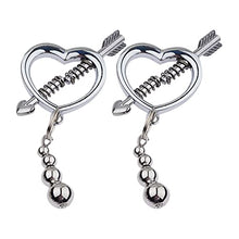 Load image into Gallery viewer, Loloda 2Pcs Non-Piercings Nipple Clamps Clips Breast Nipple Shields Rings with Internal Spike Couple Pleasure Erotic Sex Toy Type A Silver One Size
