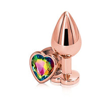 Load image into Gallery viewer, Rear Assets Anal Butt Plug - Rose Gold - Medium - Heart-Shaped (Rainbow Jewel)
