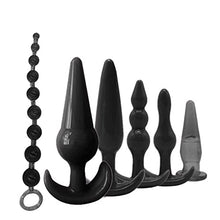 Load image into Gallery viewer, ERUN 7PCS Silicone Anales Trainer Set Plug for Adult Women and Men Anal,Waterproof with Beads Plug Kit-Black
