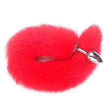 Load image into Gallery viewer, Adult Long Imitation Fox Hair Metal Anal Plug Cosplay Couple Flirting Sex Toy Faux Fox Tail Design Cosplay Supply Sex Toys (Color : Black)
