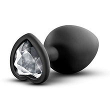 Load image into Gallery viewer, Blush Temptasia Bling Anal Plug - Platinum Cured Puria Silicone - Heart Shaped Butt Toy with Gem Base - Tapered Head for Easy Insertion and Ultrasilk Smooth - Comfortable for Long Term Wear - Black
