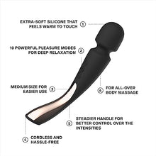 Load image into Gallery viewer, LELO Smart Wand 2 Medium Personal Wand Massager Tension Releasing Muscle and Body Massager, Waterproof &amp; Wireless Rechargeable Wand, Black
