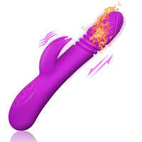 G Spot Rabbit Vibrator with Heating Function, Rose Sex Toys for Clitoris G-spot Stimulation,Waterproof Dildo Vibrator with 9 Powerful Vibrations Dual Motor Stimulator for Women or Couple Fun