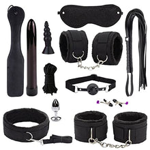 Load image into Gallery viewer, JKYYDS 12 Pieces/Set Sex Bondage Sexy SM Kit Bondage Strap Sex Play Whip Gag Nipple Clip SM Sex Toys Adult Couple Tool Set (Color : 12pcs Black)
