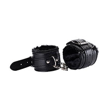 Load image into Gallery viewer, Follsy Sexy Leather Plush Handcuffs Alternative Toys Bundle Teasing Bondage Supplies-Black
