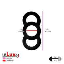 Load image into Gallery viewer, LeLuv Loop Handle Penis Tension Rings Eyro Clear Silicone .75 inch Through 9 inch Unstretched Diameter 3 Pack Sampler
