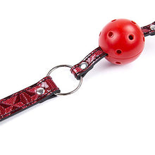 Load image into Gallery viewer, Adjustable red and Black Shiny Leather Hollow Toy Ball with Perforated Mouth (red)
