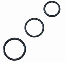 Load image into Gallery viewer, Cock Ring Silicone Male Erection Enhancement Stay Hard Set of 3 Cockrings Discreet Packaging - Black 2in, 1.75in, and 1.5in
