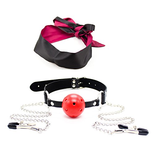 Bondage Under Bed Restraint Kit SM Sex Toy Leather Choker Collar with Nipple Clamps Chain Nipple Clips Nipple Jewelry Nipple Toys Satin Eye Mask Blindfold