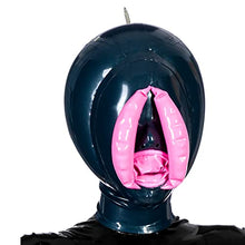 Load image into Gallery viewer, EXLATEX Latex Hood Inflatable Mask with Mouth Sheath Full Face Inflation Lips Dolly Hood Zipped Latex Mask (L, Custom Color)
