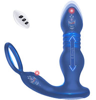 Prostate Massager Anal Vibrator - Anal Toy with Thrusting Vibrating 7 Modes with Cock Ring Anal Plugs P Sport Massager for Men Male Anal Sex Toys for Men Women Couples Waterproof Remote Control, Blue