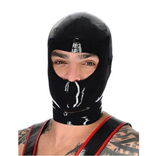 Load image into Gallery viewer, Sexy Latex Head Cover Black leather Latex HeadMask Latex Hood for Party Club Wear Role Play ,Zipper Open
