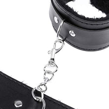 Load image into Gallery viewer, SOIMISSAdjustable PU Leather Plush Handcuffs Restraining Toy Adult Bondage Pleasure Toy (Black Feet Cuffs)
