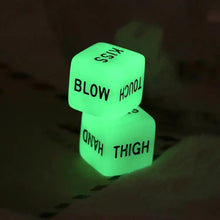 Load image into Gallery viewer, Glow in The Dark Dice Game for Couples Great for Anniversary, Wedding Party Gift, Couples Gift or Gift for Her, Gift for Him 1 Pair of Dice Includes Storage Bag
