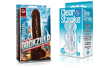 Load image into Gallery viewer, Sexy, Kinky Gift Set Bundle of Cockzilla Nearly 17 Inch Realistic Black Colossal Cock and Icon Brands Clear Stroke - Threeway, Masturbator
