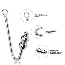 Load image into Gallery viewer, Chrontier Anal Anus Butt Hook Fetish Bondage Hook Sex Toy Solid Stainless Steel Ball Beaded End for BDSM Dominant Rope Game Anal Plug Hook Men Women Unisex (Triple Bead)
