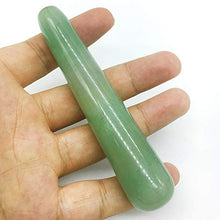 Load image into Gallery viewer, DingSheng 4&quot; Natural Quartz Crystal Massage Wand Crystal GuaSha Massage Tool Relaxing Reiki Healing Stone Body Chakra Face Massage Acupuncture Therapy (Green Aventurine)
