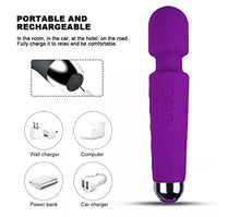 Load image into Gallery viewer, Purple 20 Patterns Mini Wand Massager USB Rechargeable Silicone AV Vibrator Pleasure Woman Stimulation Toys 2023
