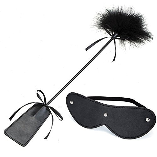 2 Bondage Blindfold Eye Mask with Under The Bed Restraints System Bondage SM Sex Toy Feather Whip Floggers Feather Tickler Leather Paddle Hand Slapper Spanking Paddle