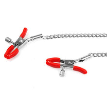 Load image into Gallery viewer, Three Heads Nipple Clamps with Metal Chains, Breast Massage Nipple Clips, Nipple Jewelry Non Piercing for Lady Own Use or Flirting with Couple (Red)
