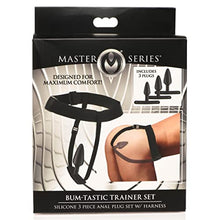 Load image into Gallery viewer, Master Series Bum-Tastic Silicone Anal Plug Trainer Set with Harness. Premium Silicone Butt Plug Sex Pegging Toy for Couples. 3 Anal Plugs Included, Small, Medium &amp; Large, Black (AH052)
