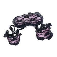 Load image into Gallery viewer, HEALLILY Women Lingerie Lace Blindfold Eye Mask Role Play Handcuff Costume Parties Pink
