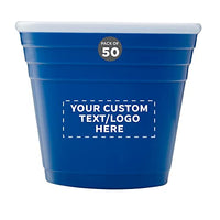 Custom Party Cup Shot Glasses 2 oz. Set of 50, Personalized Bulk Pack - Made with Hard Plastic, Great for Birthdays, Parties, Indoor & Outdoor Events - Blue