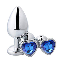 Load image into Gallery viewer, Rustless Metal Anal Butt Plugs Blue Jewelry Heart Shaped Anal Trainer Toys Unisex Valentine &#39;s/Birthday Gift for Lover Romi (Medium Plug)
