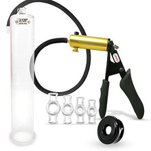 Load image into Gallery viewer, LeLuv Ultima Black Vacuum Penis Pump Ergonomic Silicone Grip w/Silicone Sleeve &amp; Cock Rings - 12&quot; x 2.125&quot;
