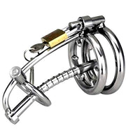 Fancalen Male Chastity Device Locked Cage,Stainless Steel Ergonomic Design Sex Toy,Adjustable Convenient Cock Cage for Men with Lock and Key,Restraint Bondage Fetish 033(40mm Ring)